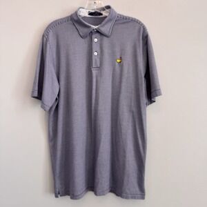 Masters Clubhouse Collection Polo Shirt Men's L Blue Stripe Augusta Golf